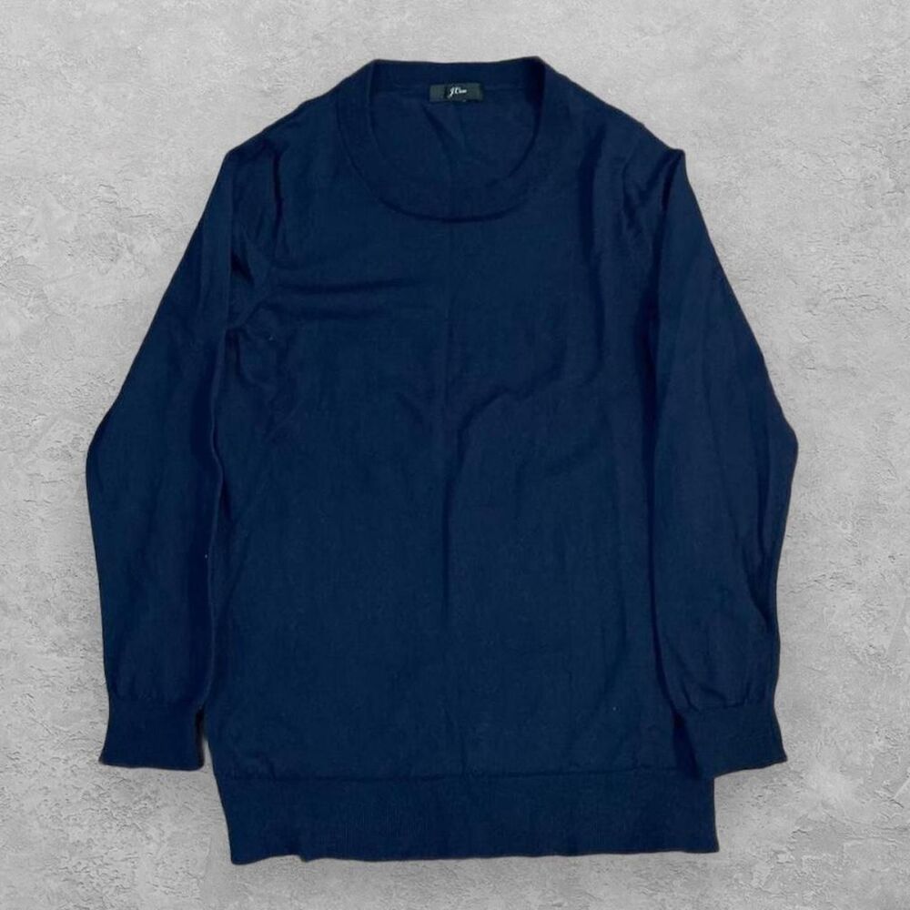 J.Crew 100% Merino Wool Crewneck Sweater Womens M Navy Minimalist
